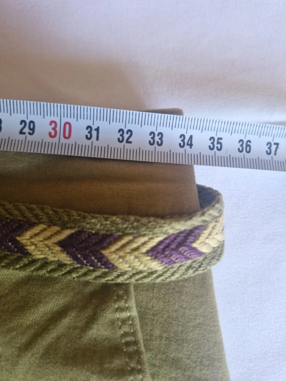 Korte lage taille met gevlochten riem voor dames, olijfgroen - Maat 34 – photo 9